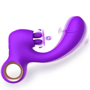 Vibrador 3 en 1 con Lenguas Lamiendo y Empuje para Mujeres