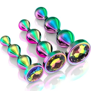 Luxury Metal Anal Plug Set – 3 Sizes with Blue Jewel Base