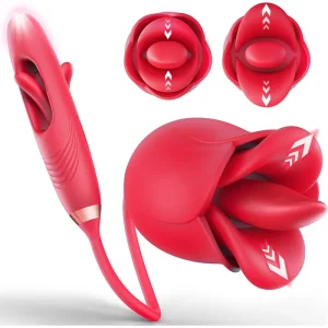 Vibrador Rosa 4 en 1 con Lamer y Aleteo