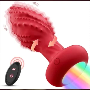 Plug Anal Texturizado con Rotación 360°, Vibración y Luz LED