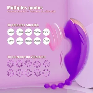 Vibrador Rosa 2 en 1: Succión y Vibración Potente