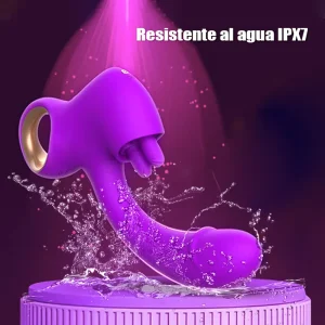 Vibrador 3 en 1 con Lenguas Lamiendo y Empuje para Mujeres