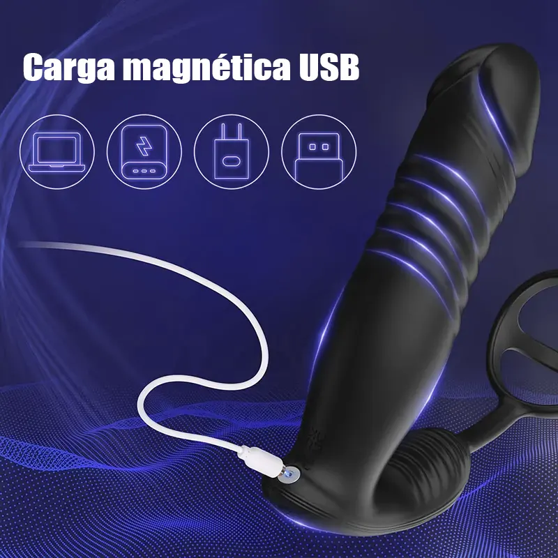 Masajeador Anal 3 en 1 con Control App y Anillo Vibrador para el Pene