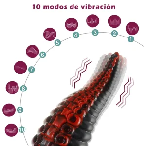 Black Unique Textured Octopus Feet Vibrating Dildo