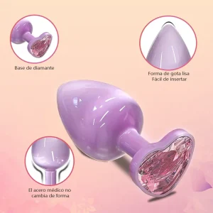 Violet Metal Anal Plug with Jewel – Beginner Friendly & Safe