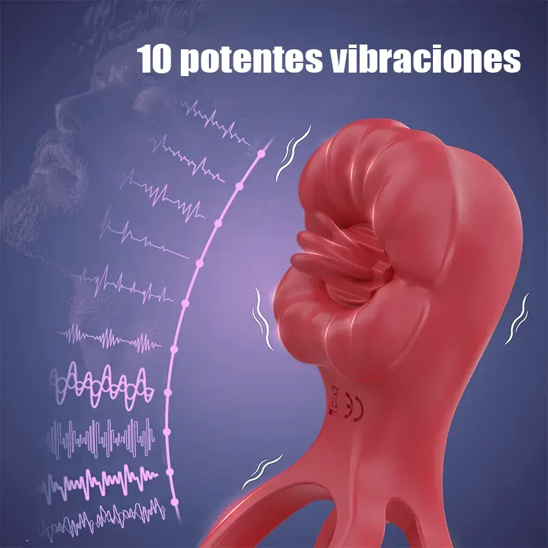 Anillo Vibrador App con Doble Aro y Movimiento de Lengua
