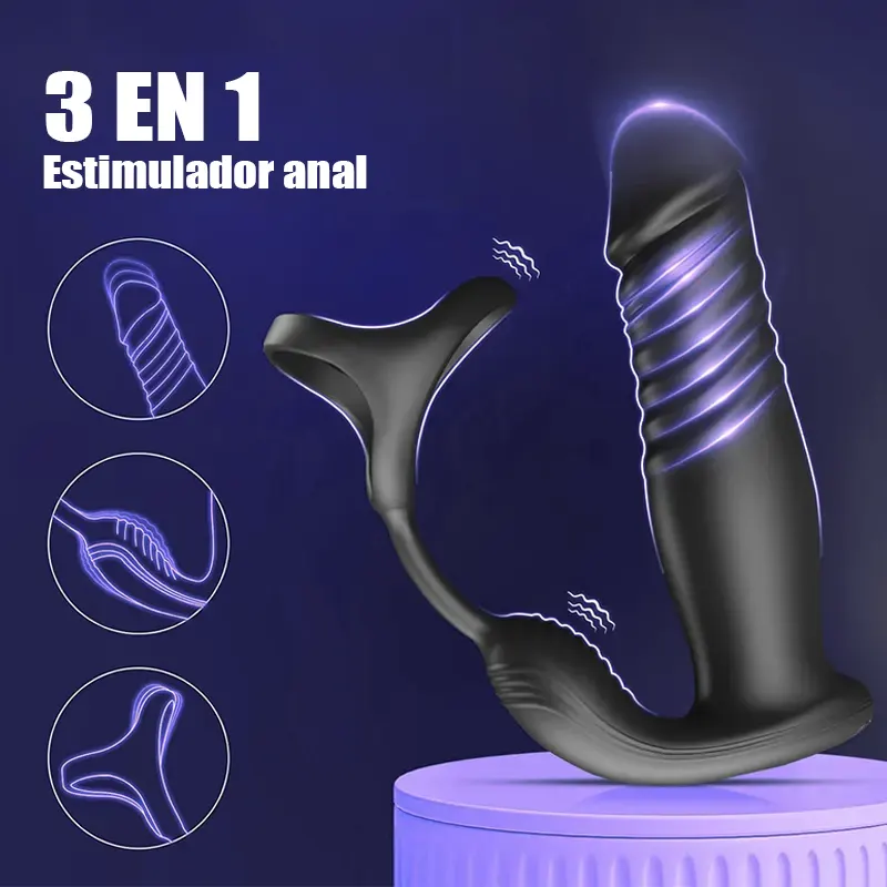 Masajeador Anal 3 en 1 con Control App y Anillo Vibrador para el Pene