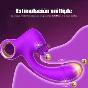 Vibrador 3 en 1 con Lenguas Lamiendo y Empuje para Mujeres