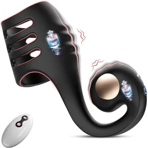 Anillo Vibrador con Funda de Pene en Forma de Caracol