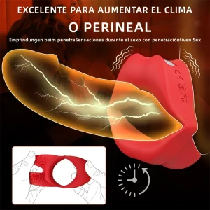 Anillo vibrador para pene + mini vibrador discreto rojo