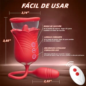 Rose Toy Vibrador Clitoriano 3 en 1 con Lengua y Succión