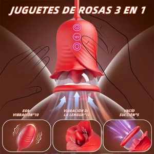 Rose Toy Vibrador Clitoriano 3 en 1 con Lengua y Succión