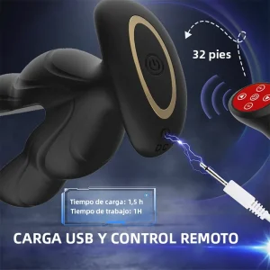 Plug anal vibrador con 8 modos de vibración e impulsos