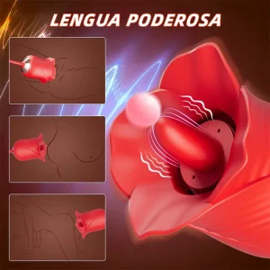 Rose Toy Vibrador Clitoriano 3 en 1 con Lengua y Succión