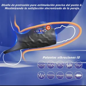 Anillo Vibrador 10 Modos con Estimulador Punto G y Próstata
