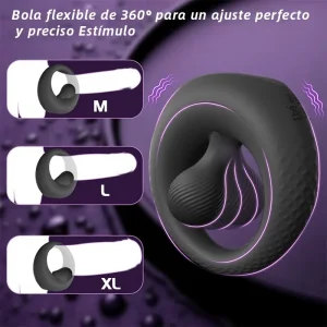 Anillo vibrador ajustable con cuentas para estimulación del clítoris