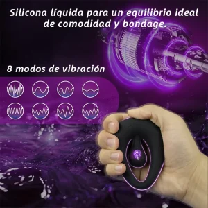 Anillo vibrador ajustable con cuentas para estimulación del clítoris