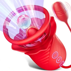 Rose Toy Vibrador Clitoriano 3 en 1 con Lengua y Succión