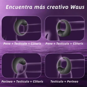 Anillo vibrador ajustable con cuentas para estimulación del clítoris