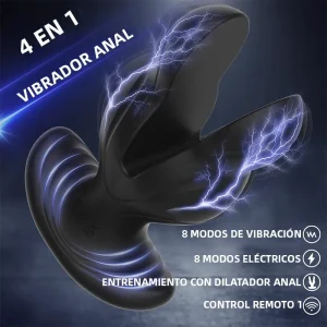 Plug anal vibrador con 8 modos de vibración e impulsos