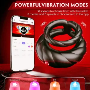 Anillo Vibrador para Hombres con 10 Modos para Parejas