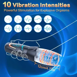 Masturbador Automático con Vibración, Empuje y Rotación