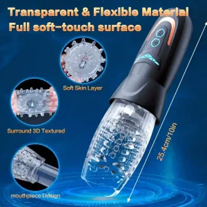 Masturbador Automático con Vibración, Empuje y Rotación
