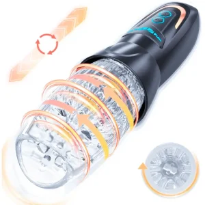Masturbador Automático con Vibración, Empuje y Rotación